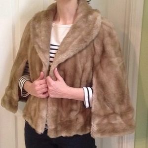 Vintage Tissavel France Faux Fur teddy coat cape.